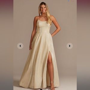 David’s Bridal Gold Glitter Shine Gown